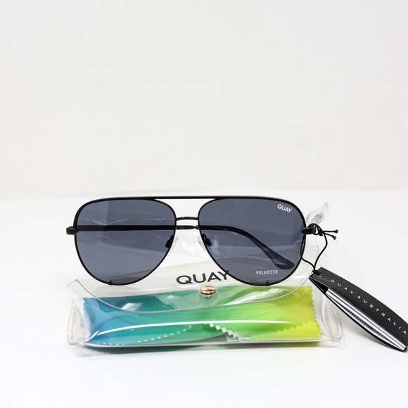 NEW Quay High Key Metal Wire Frame Polarized Lenses Black Sunglasses main image 4
